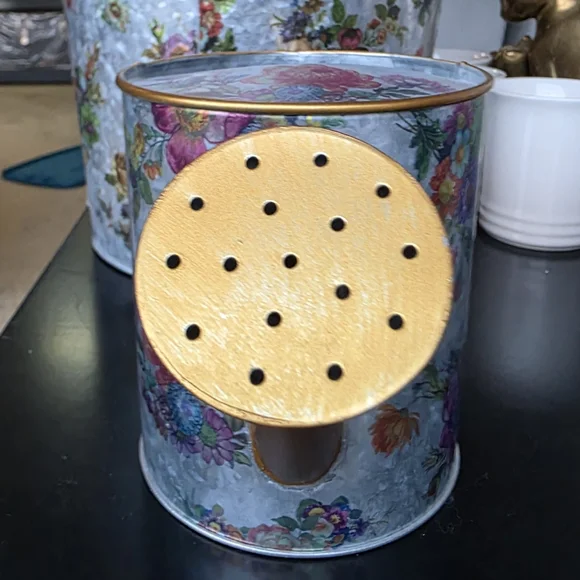 Flower Market Watering Can Galvanized Steel Brass-finish Handle Spout - Picture 2 of 6